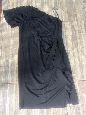 One-Shoulder Black Cocktail Dress with Draped Detail NEVER WORN